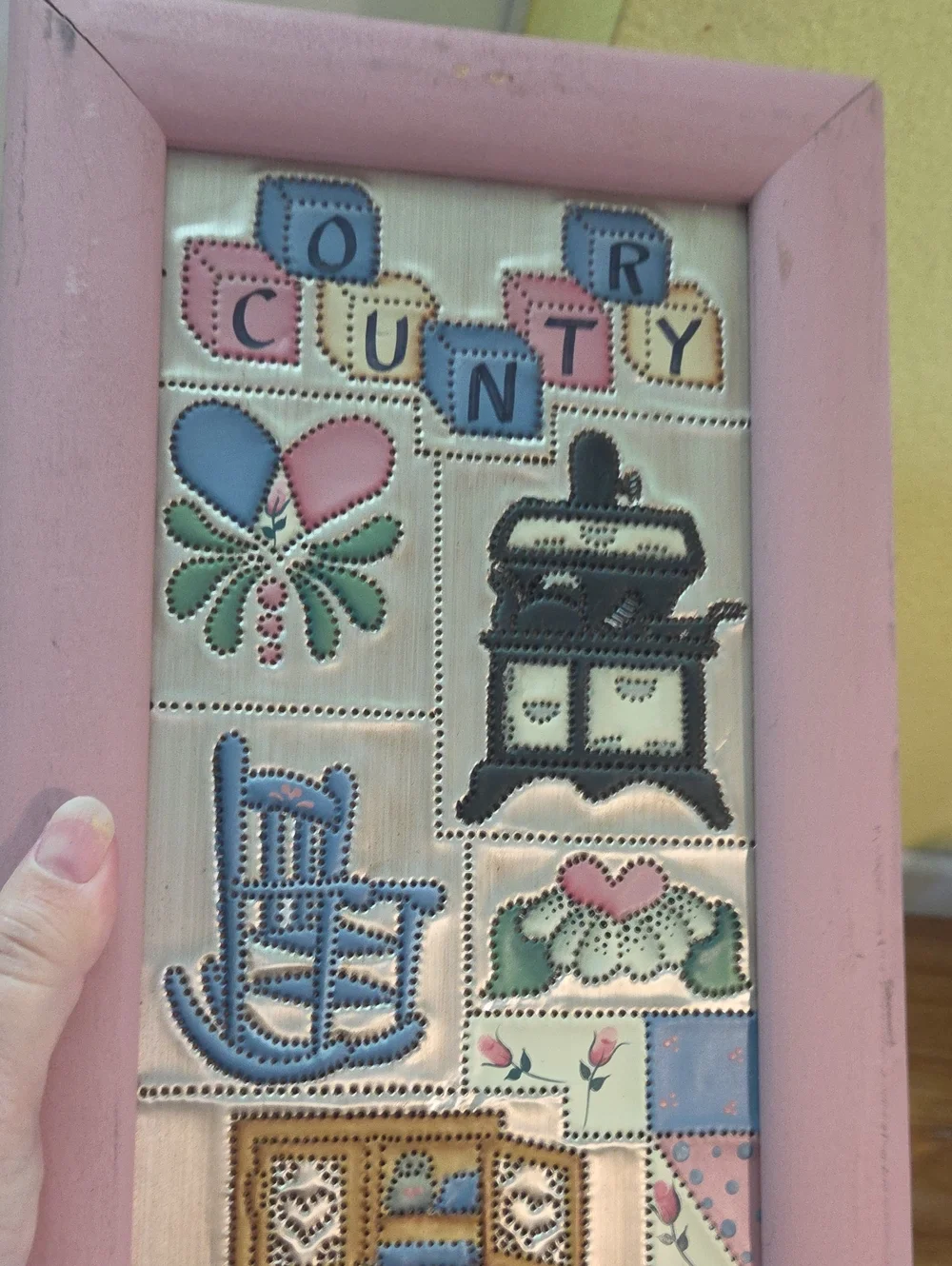 Framed Country Hand Tin Punch Wall Art - Decorative Panel